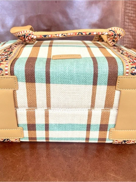 Spartina 449 Charlie Plaid Print Linen & Leather Trimmed Tote Bag - Picture 7 of 11